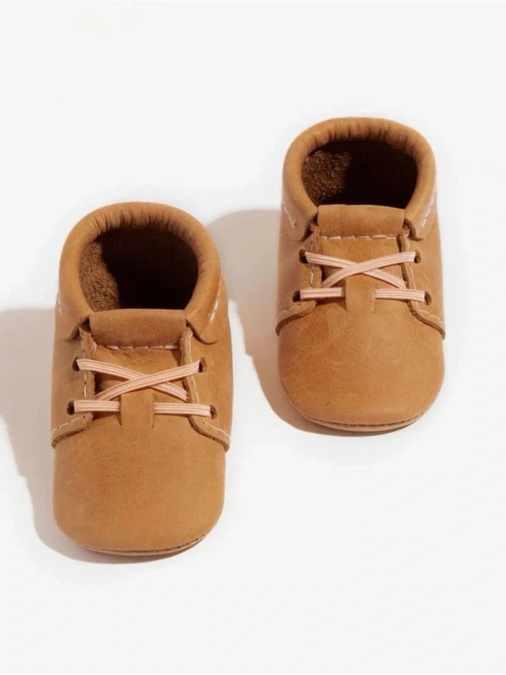 NWT Freshly Picked Navy Leather Oxford Baby Moccasins with Tan Laces size 1
